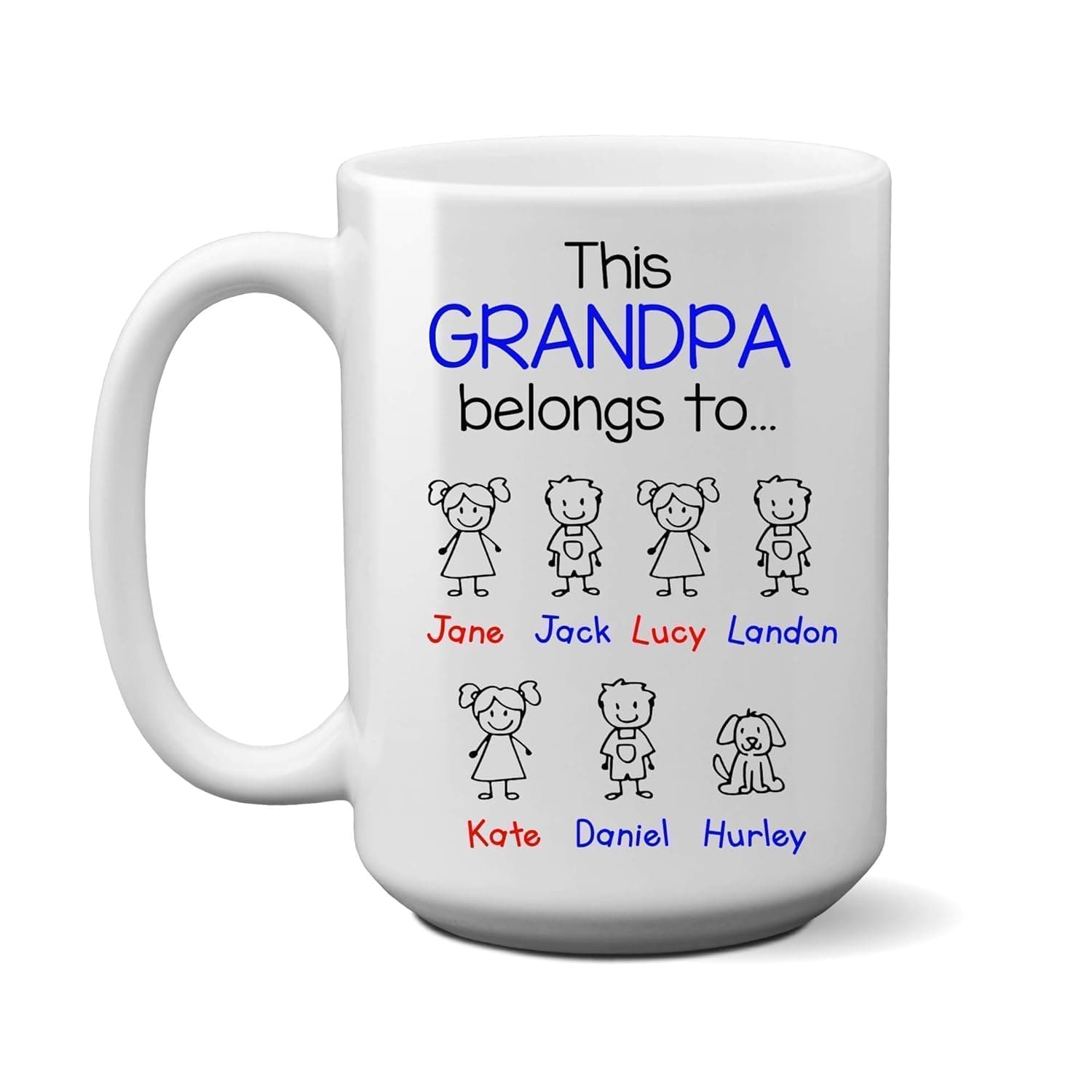 Grandpa Belongs to. Coffee Mug, CUSTOM names, personalized from Grandkids