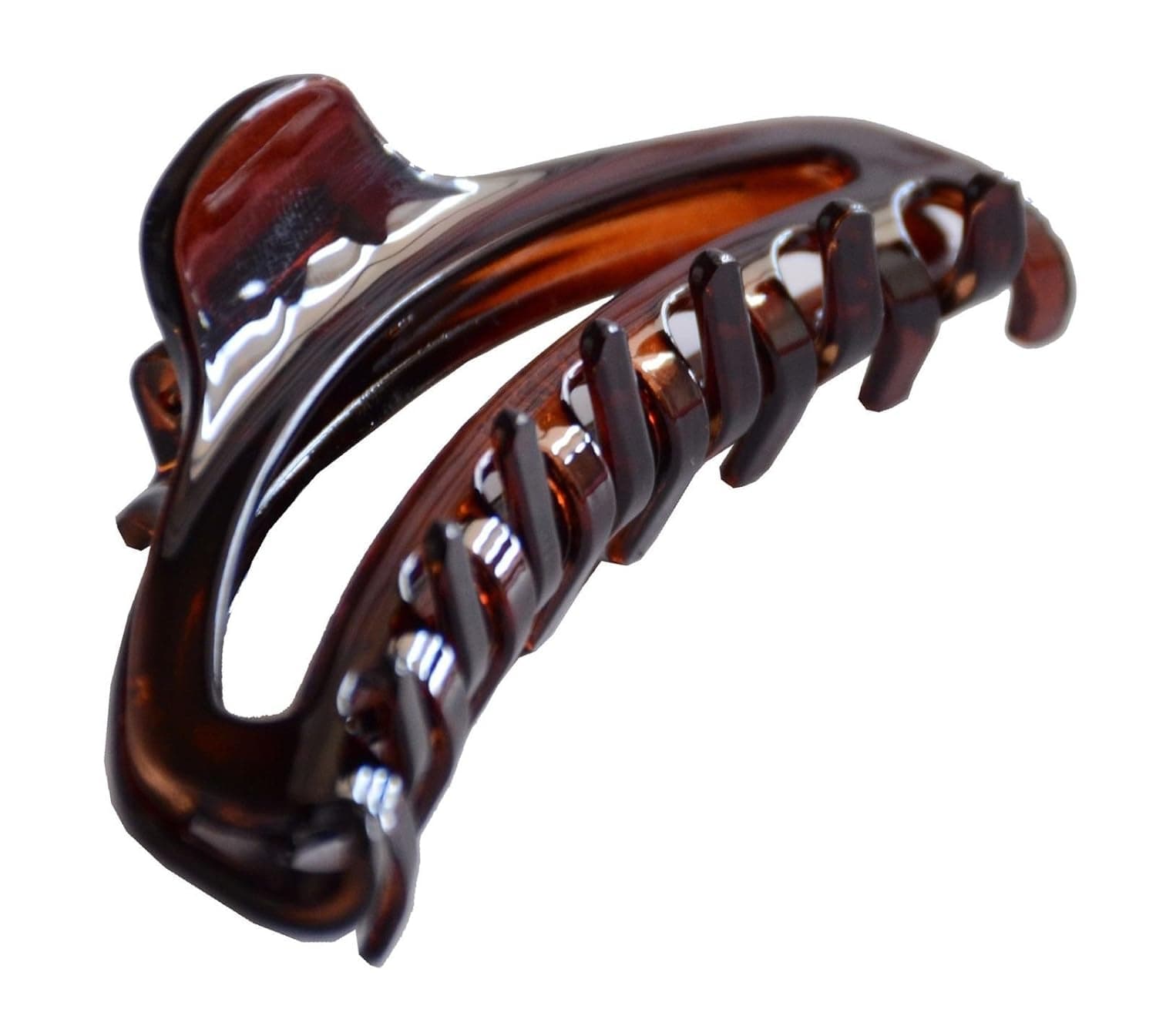 Parcelona French Slim Small Tortoise Brown Shell 2 3/4" Celluloid Jaw Hair Claw Clip Clamp Clutcher, Made in France