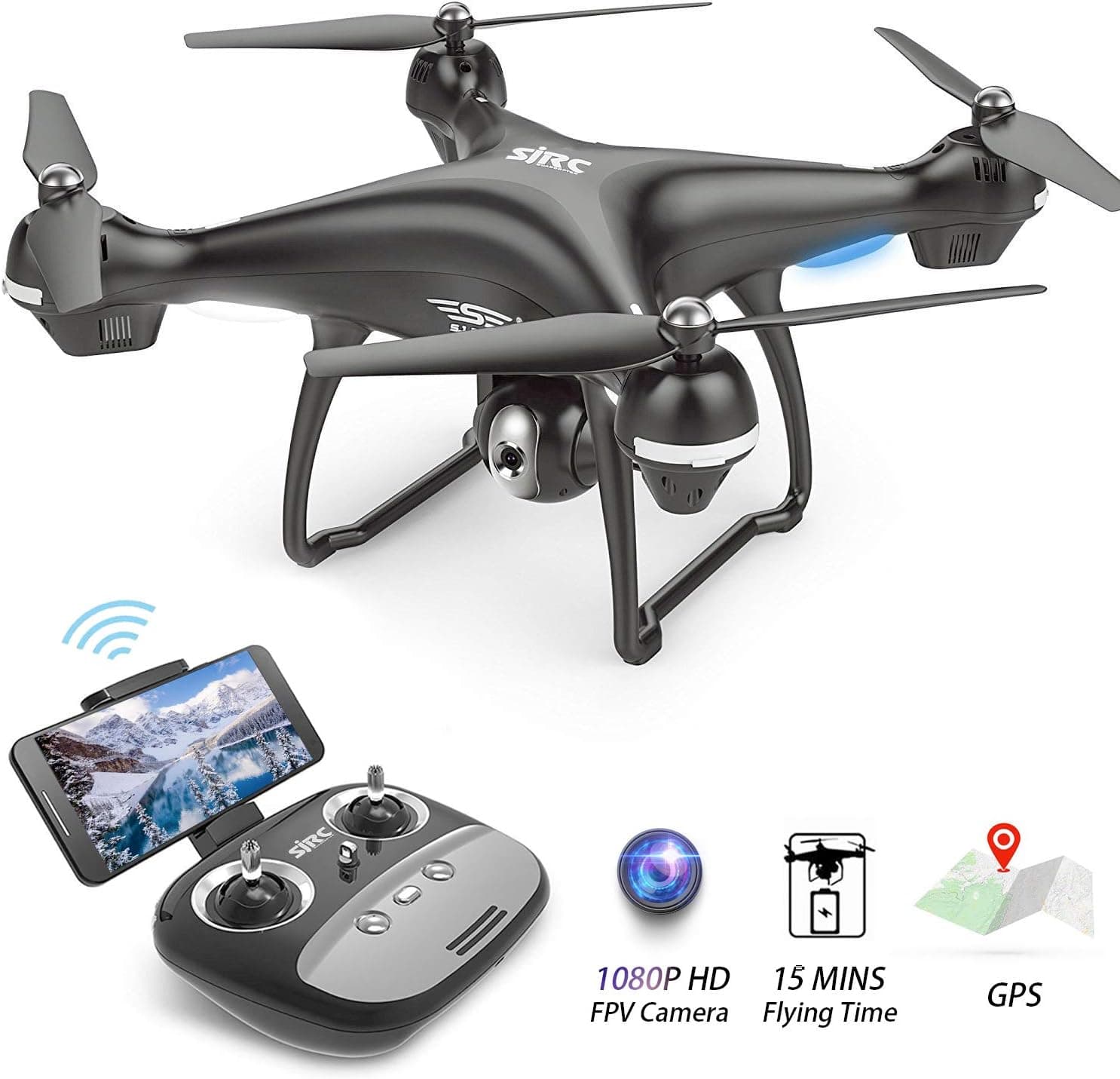 BEEYEO GPS FPV RC Drone with 1080P HD Camera Live Video and GPS Return Home Quadcopter, Follow Me Mode, Altitude Hold, Intelligent Battery Long Control Range