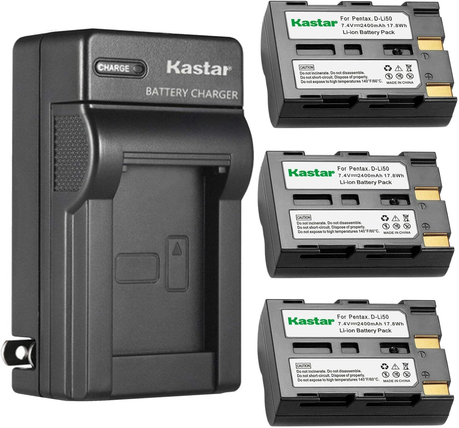 Kastar 3-Pack NP-400 Battery and AC Wall Charger Replacement for Konica Minolta NP-400 Battery, BC-400 Charger, Konica Minolta Maxxum 5D, Maxxum 7D, a Sweet Digital, a-5 Digital, a-7 Digital Camera