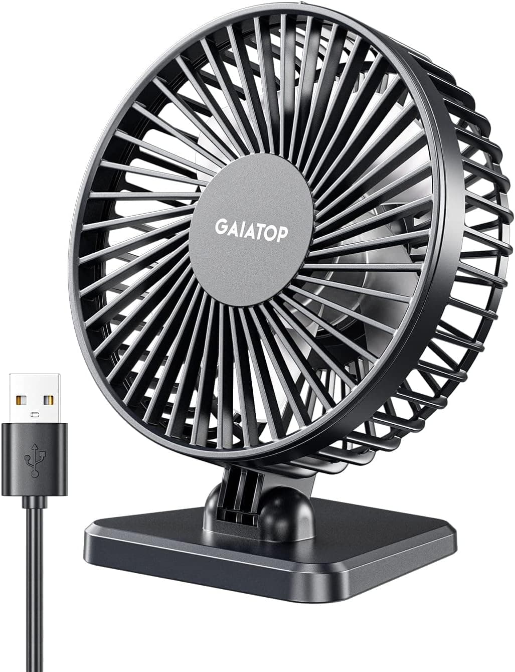 Gaiatop USB Desk Fan, Small But Powerful, Portable Quiet 3 Speeds Wind Desktop Personal Fan, Adjustment Mini Fan Table Fan for Better Cooling, Home Office Car Indoor Outdoor(White)