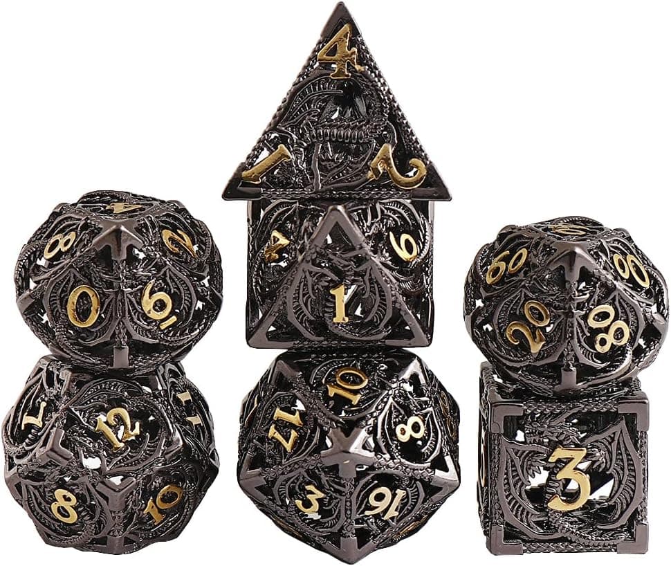 Hollow Metal dice DND Dragon Pattern for DND Games RPG Explorer Barbarian World and Table Games DND Dungeons & Dragons RPG