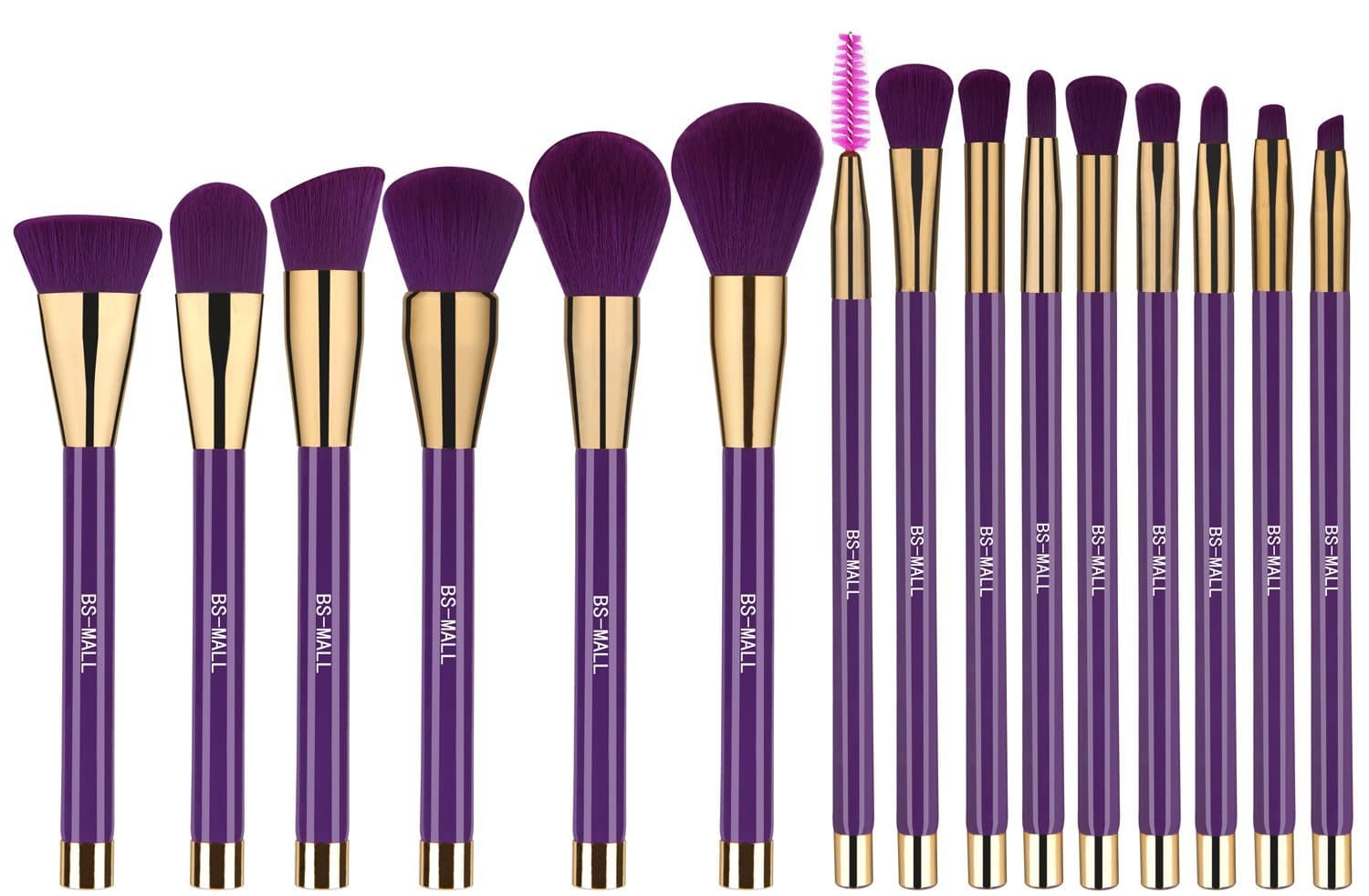Makeup Brushes BS-MALL Synthetic Makeup Brush Set Eyelash Foundation Blending Blush Eyeliner Face Powder Makeup brushes(15 PCS,Golden Purple)