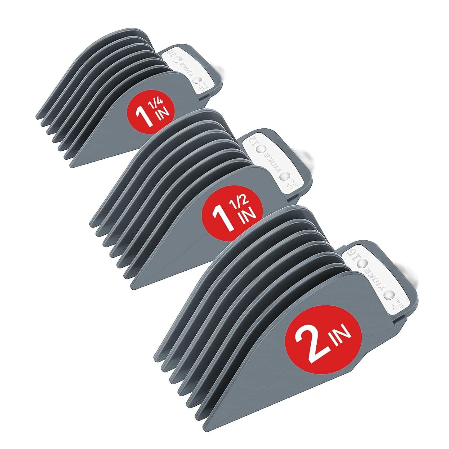 Wahl Clipper Guards NO.16 NO.12 NO.10 Premium Hair Clippers Trimmers with Metal Clip - 1 & 1/4" 1 & 1/2" 2", Fits Most Size Wahl Clippers Cutting Guide Combs (3-Piece Set, Gray)
