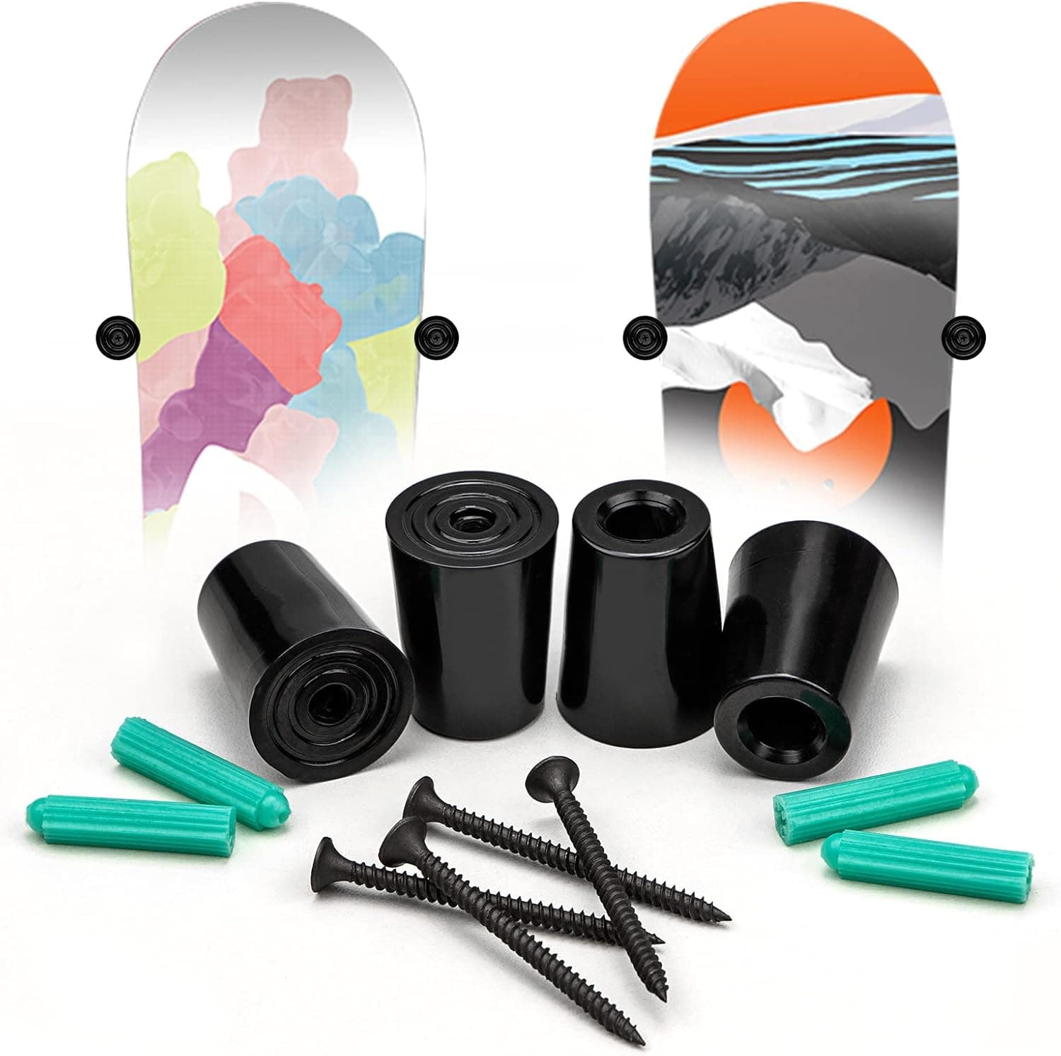Alpinista Snowboard Wall Mount Snowboard Floating Hanger Rack for Vertical Display Storage, 4 Pack