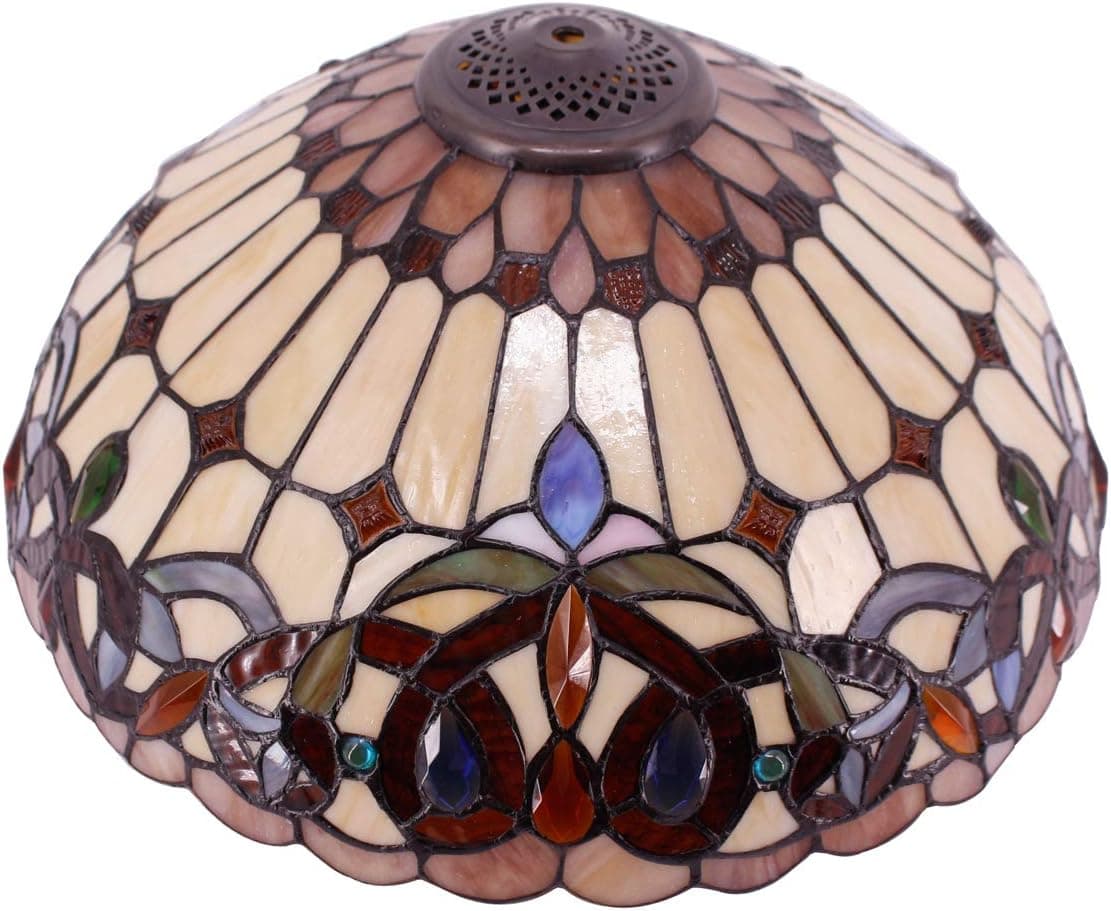 WERFACTORY Tiffany Lamp Shade Replacement 16X8 Inch Serenity Victorian Stained Glass Lampshade Only with Cap fit for Table lamp Pendant Light Ceiling Fixture (Part Not Included) S021 Series