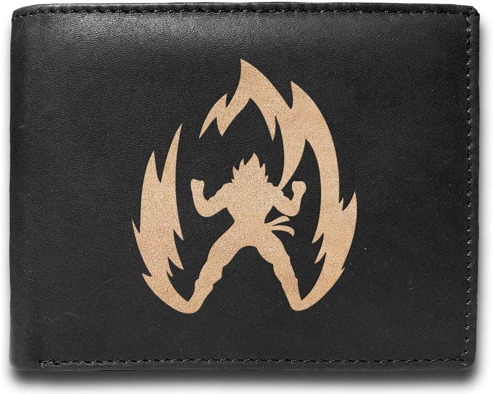ALPHA MARKETERS Dragon Ball Z Leather Laser Engraved Minimalist Slim Black RFID Blocking Multi Pockets Credit Card Holder Oraganizer Mens Wallets UD7232