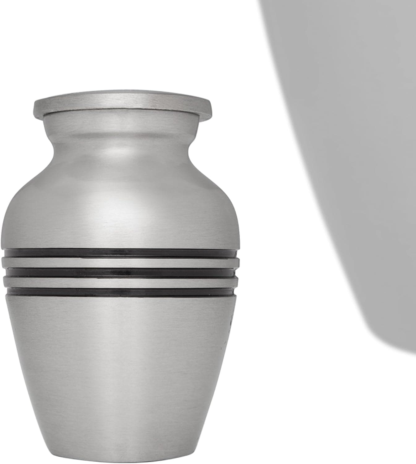 Silver Bands Mini Keepsake Urn • Miniature Funeral Cremation Urn fits Small Amount of Ashes • Monaco Model