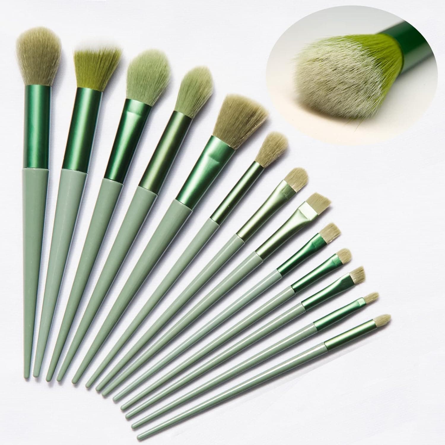 F.NIMAGOP Makeup Brushes Set 13 Pcs, Professional Foundation Powder Brushes Eyeshadow Brush Sets, High Light Blush Brush, Green