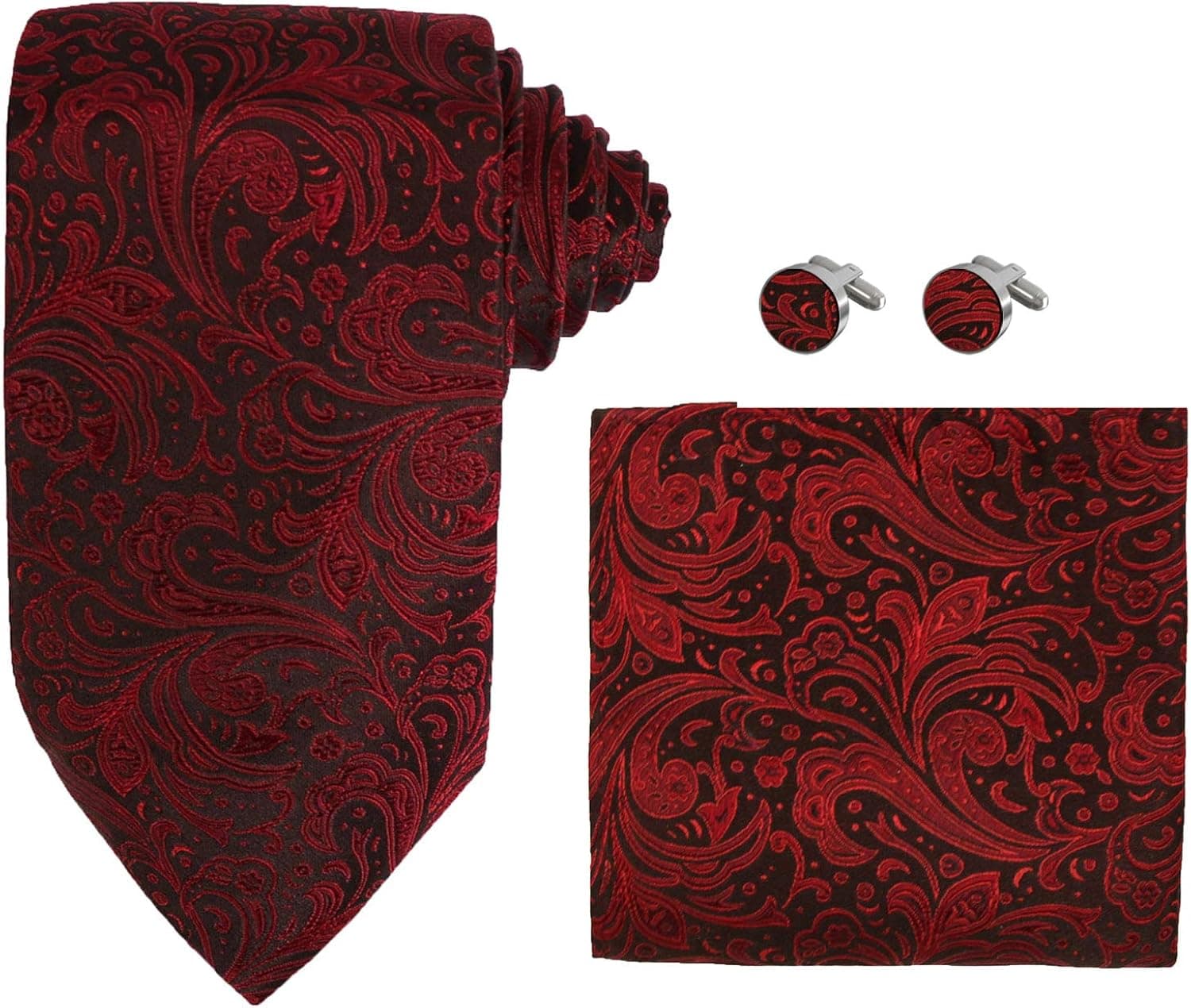Red Black Paisleys designer mens ties wedding gifts mens accessories silk necktie hanky set H6018 Red