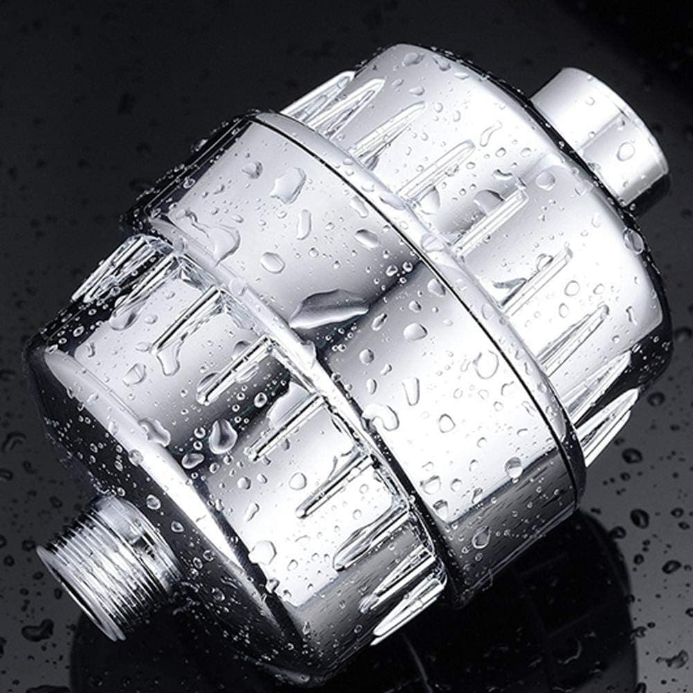 Shower Head and 15 Stages Water Filter Combo to Soften Water & Remove Chlorine with High Pressure 5 Spray Function, includes FREE Extra Water Filter Cartridge Replacement (WF-New)