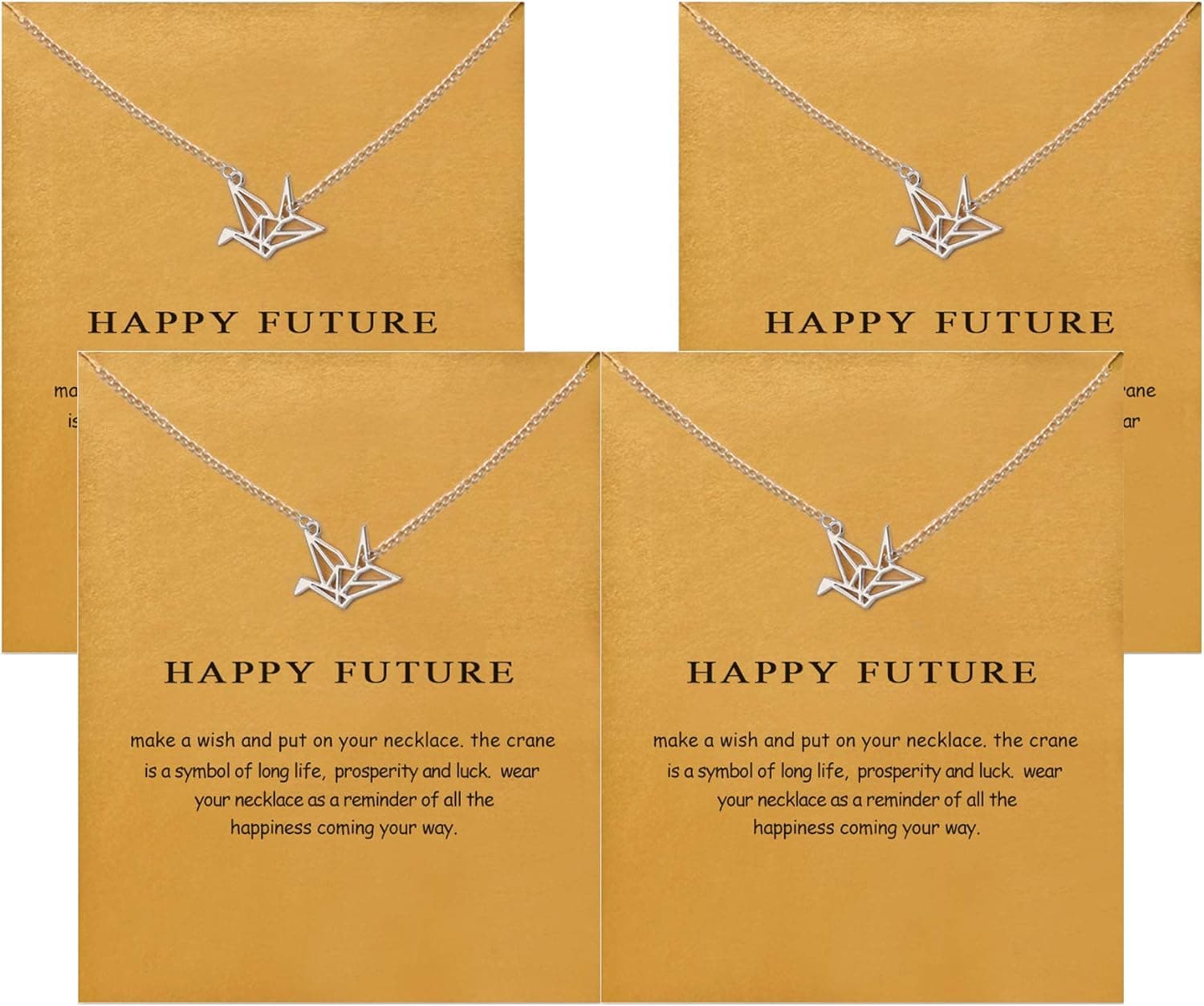 Hundred River Friendship Clover Necklace Unicorn Good Luck Elephant Necklace with Message Card Gift Card (4pack)