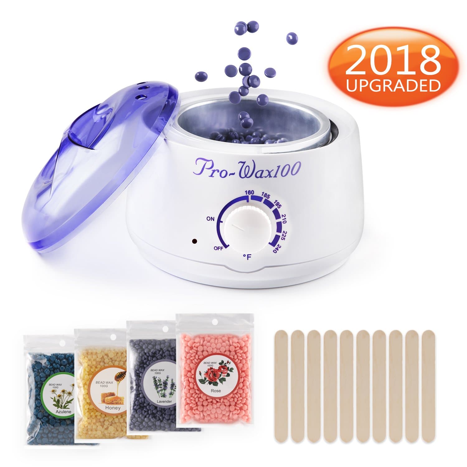Professional Wax Warmer Electric Wax Heater Hard Wax Kit Hair Removal with Wax Beads and Wax Applicator Sticks and Rapid Melt Wax Home Waxing Kit Wax for Women & Men