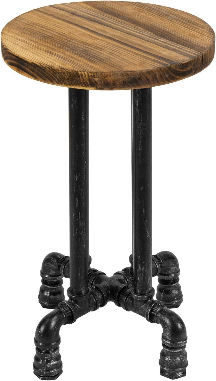 MyGift 23-Inch Industrial Pipe & Distressed Wood Counter Height Stool