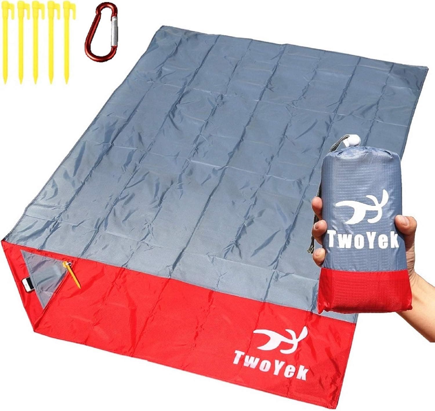 Outdoor Beach Blanket Picnic Mat - Lightweight Compact Portable Pocket Waterproof Sand Free Beach Mat for Travel Hiking Camping Parks Sports Festivals Quick Drying 82″x 79″ Smoky Gray