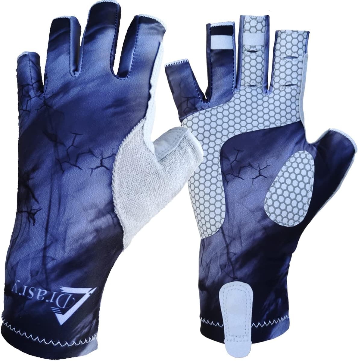 Drasry UV Protection Fishing Fingerless Gloves Men Women UPF 50+ SPF Gloves for Fishing Kayak Paddling Hiking Sailing Rowing Sun Gloves