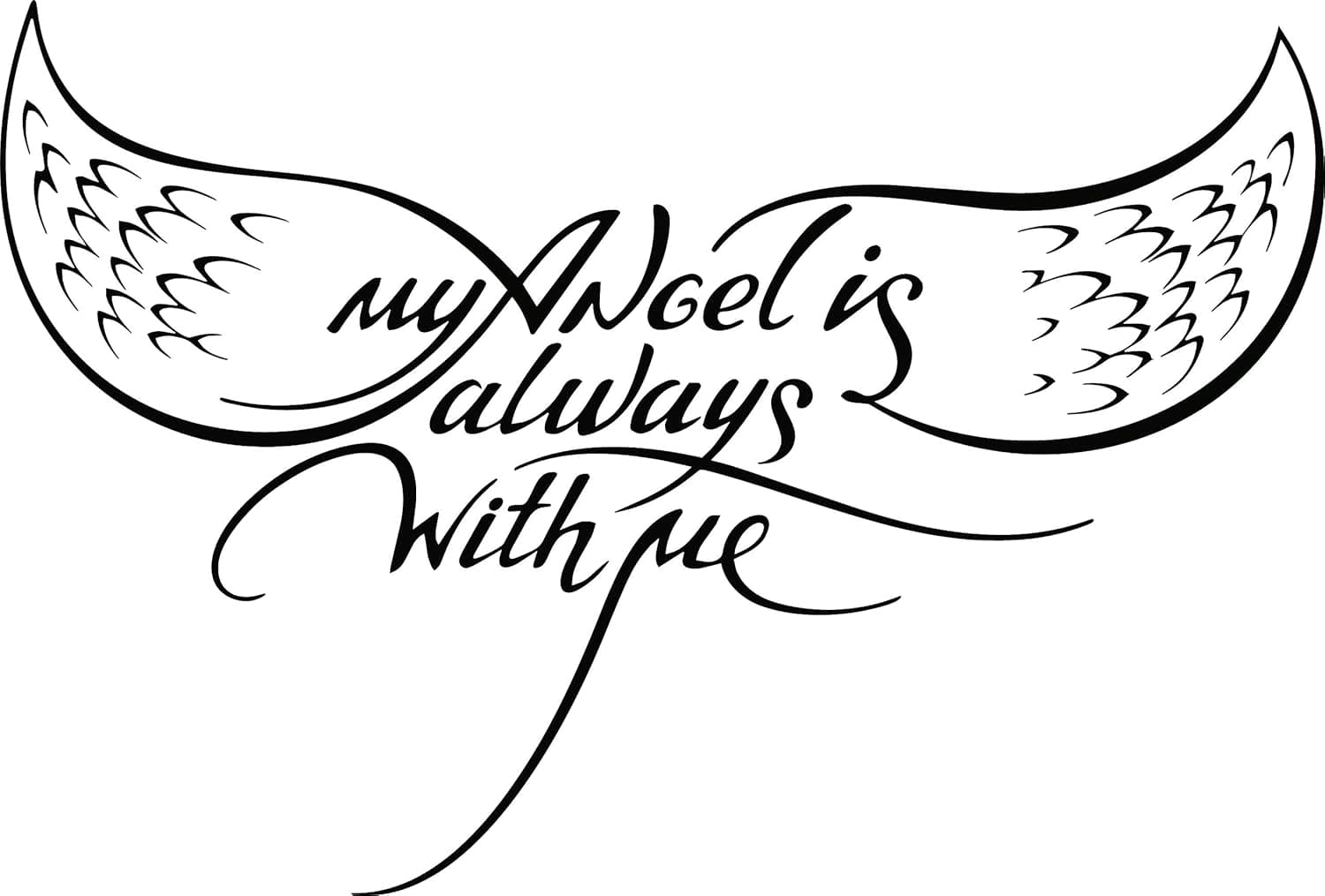 My Angel Always with Me Wall Decal Motivational Quotes Wall Sticker Home Wall Art Decor Ideas Bedroom Interior Removable Living Room Design 16(aws)