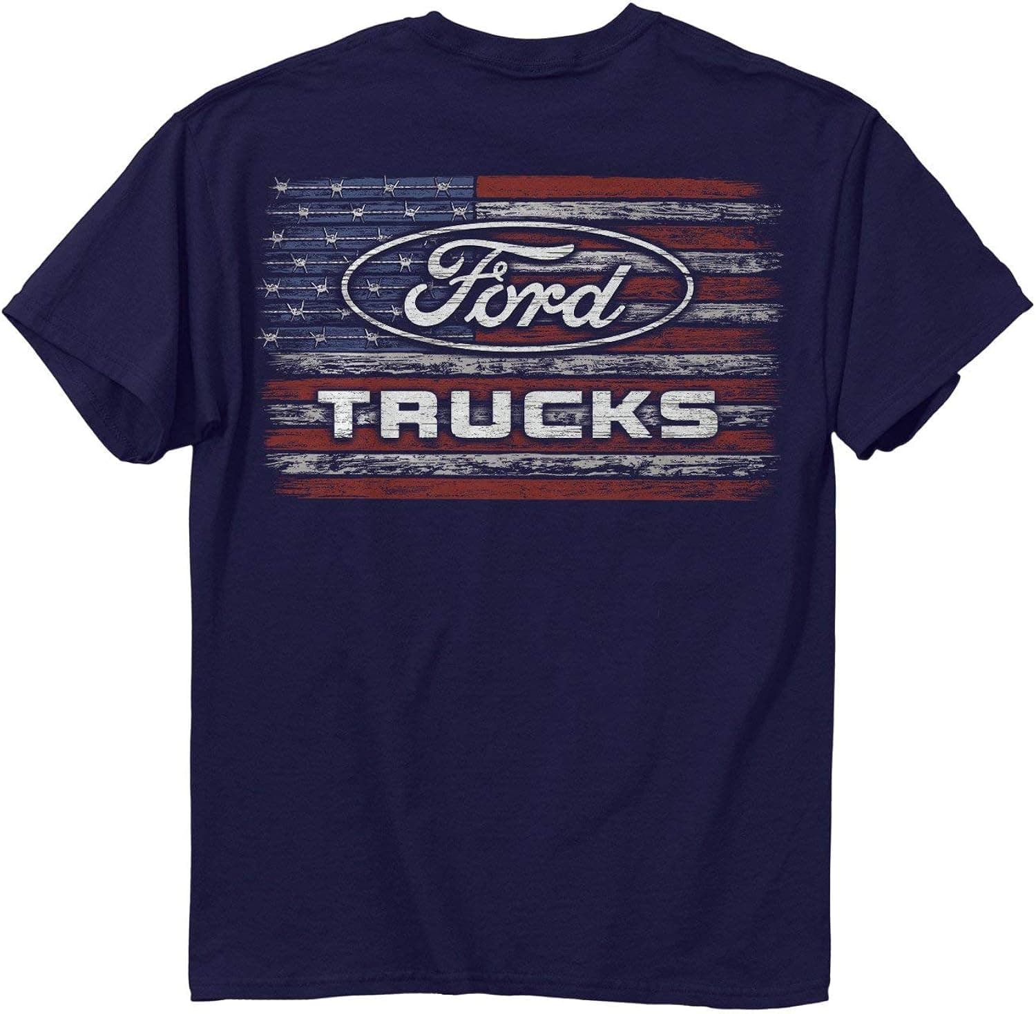 Buckwear Men's Ford - Barbed Flag Cotton T-Shirt, Navy, 2X