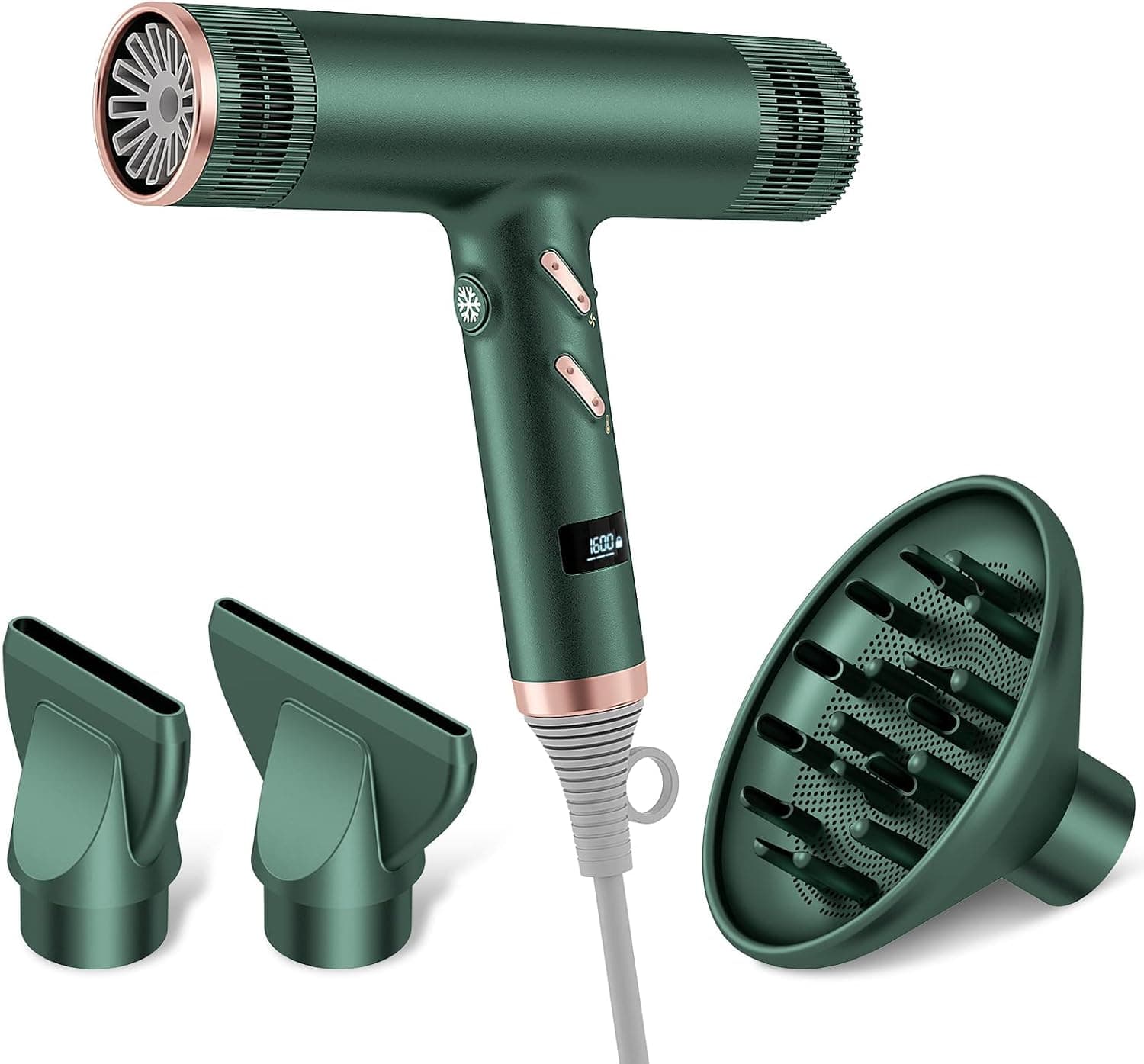 Fmlave Negative-Ion Hair Dryer with Diffuser, 113,000RPM Professional Brushless Motor Blow Dryer, 3 Heating/3 Speed/Cold Botton for Fast-Drying, Portable Dryer with ALCI Safety Plug for Men/Women