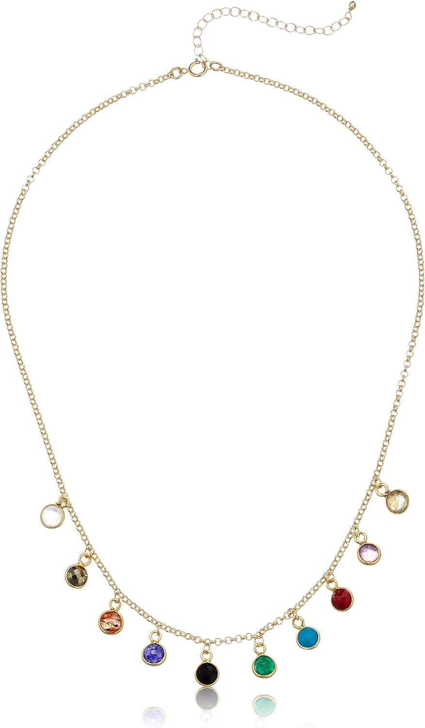 Dogeared Ancient Moon Rising Seek It All, Bezeled Kitchen Sink Gold Chain Necklace, 15" + 2" Extender