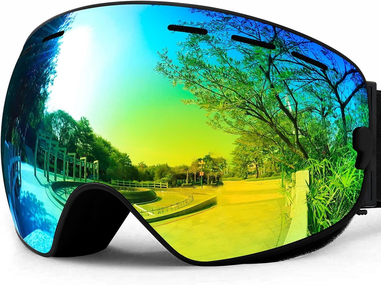 SPOSUNE Ski Goggles Over Glasses - Snow/Snowboard Goggle for Men, Women & Youth - UV400 Anti-Fog Snowmobile Goggles