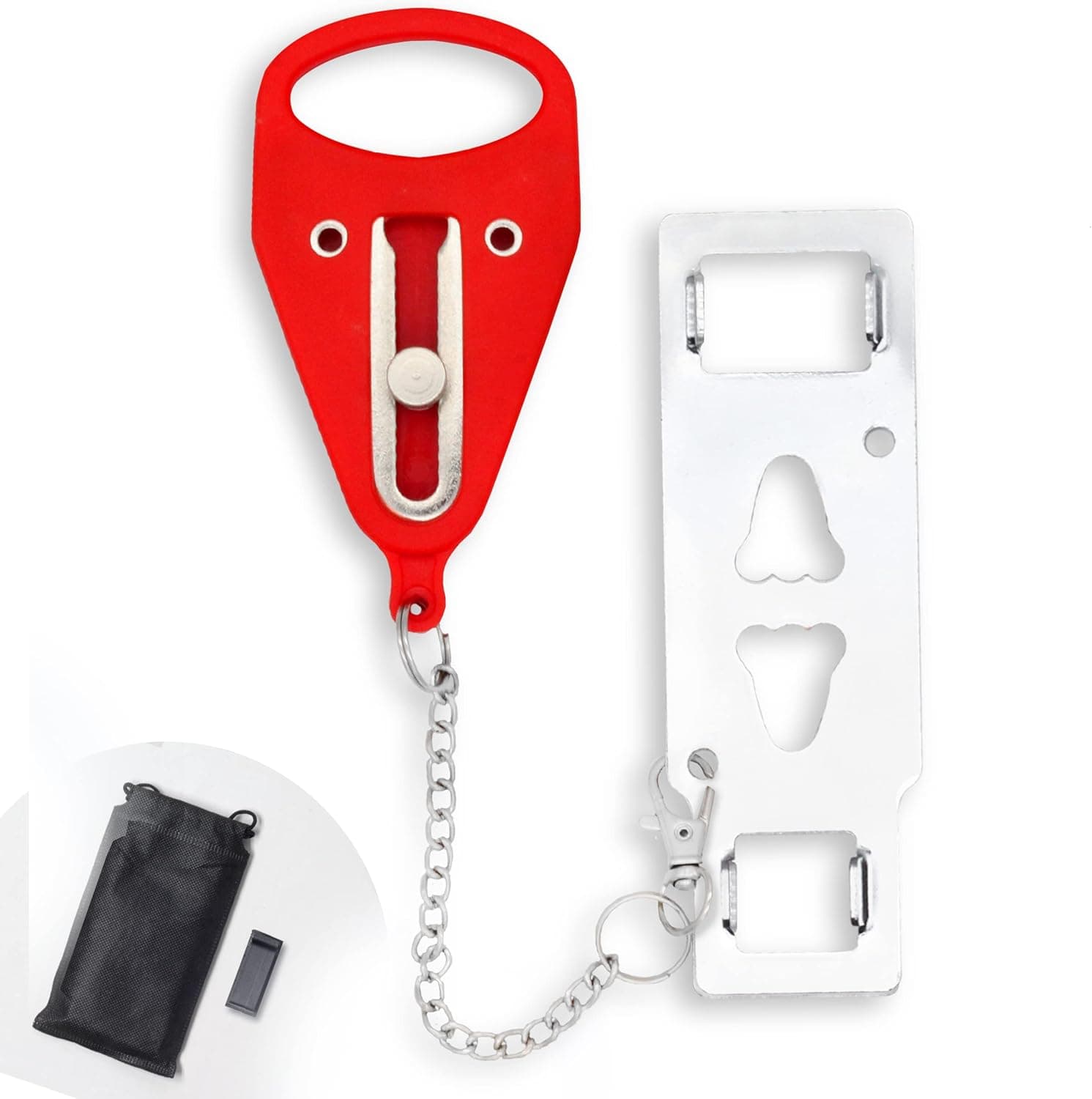 MUMINS Portable Door Lock - Pack for Additional Safety and Privacy – Portable & Lightweight Security Hotel Door Lock- Perfect Use in Home, Dormitories, Apartment or College (RED)