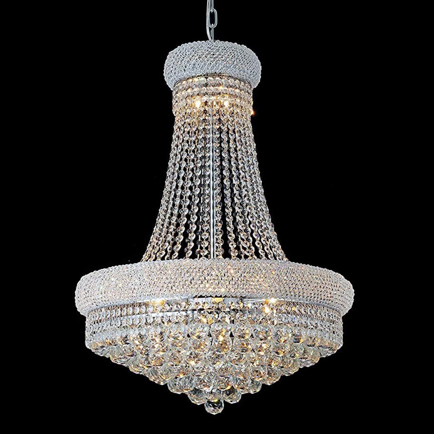 NUNUA Crystal Chandelier Modern Pendant Lighting French Empire K9 Crystals Ball Fixture Chrome Finish Hanging Lights for Living Room