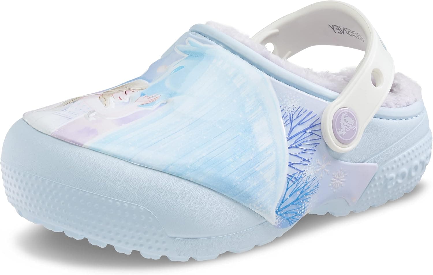 Crocs Kids' Classic Lined Disney Frozen Clog | Frozen Elsa Shoes, Mineral Blue, 9 Toddler