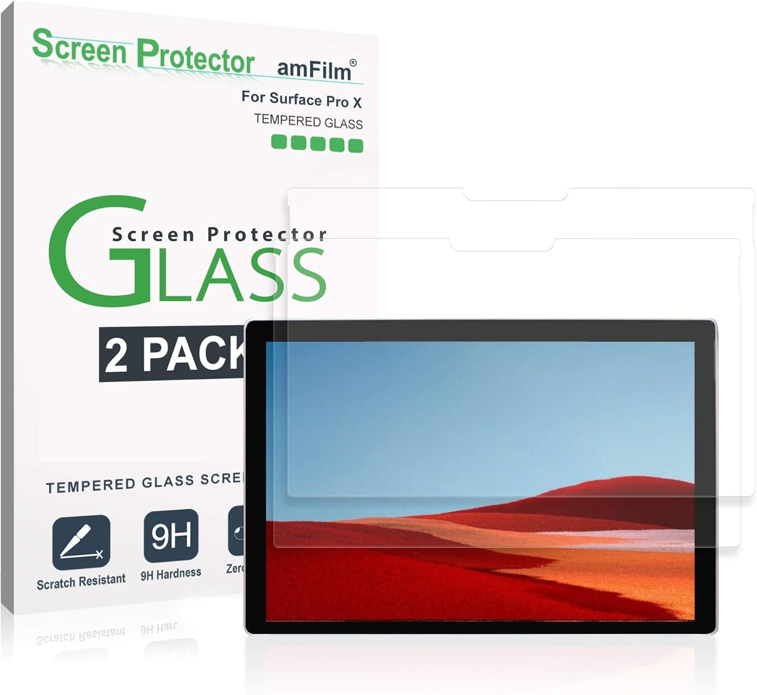 amFilm Glass Screen Protector for Microsoft Surface Pro X Tempered Glass 2 Pack