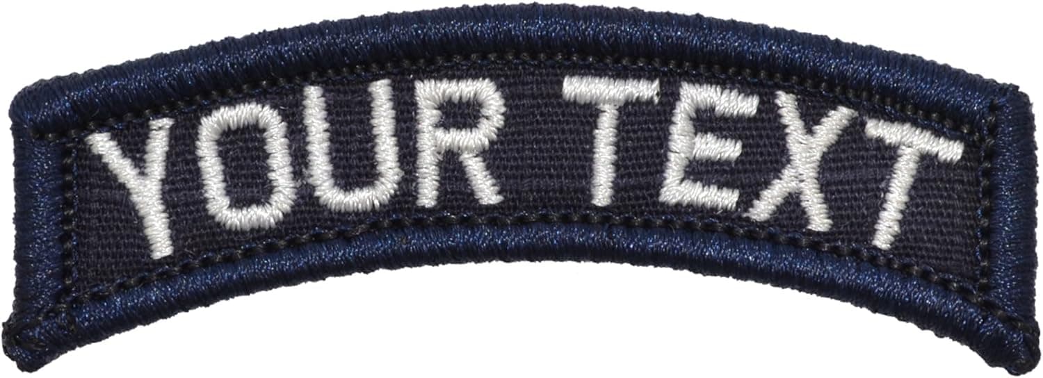 Custom Text Tab Patch W/Hook Fastener Patch (Navy Blue)
