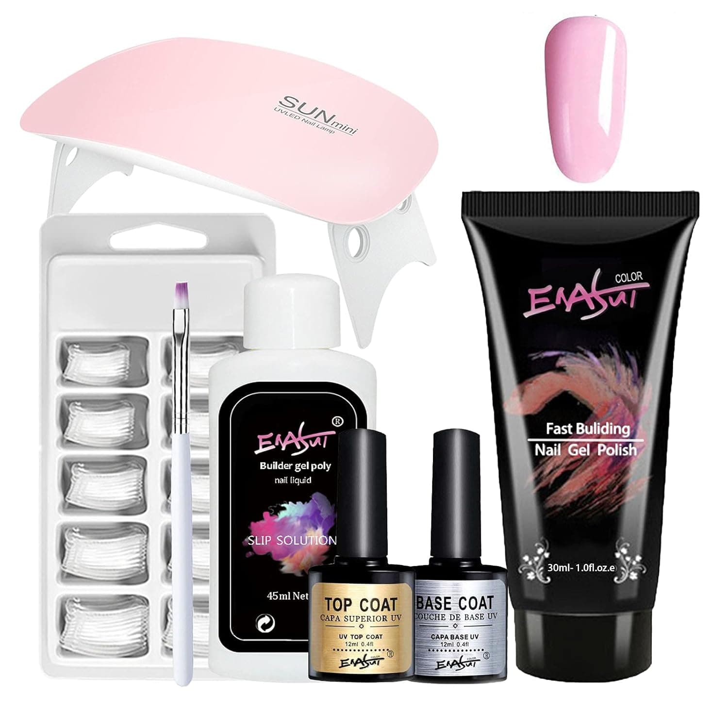 Magic Skin 30 ML Poly Gel Nail Kit With LED UV Lamp Poly Gel Kit Extension Builder Gel Beginner Starter Kit (pink)