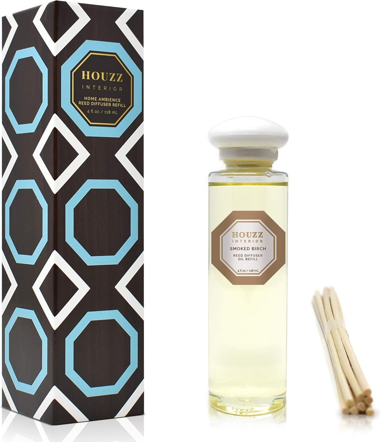 HOUZZ Interior Smoked Birch Reed Diffuser Refill Oil – White Birch, Smoked Vanilla, Warm Sandalwood and Musk – Holiday Scented Oil Refill – No Sulfates or Parabens – Made in The USA