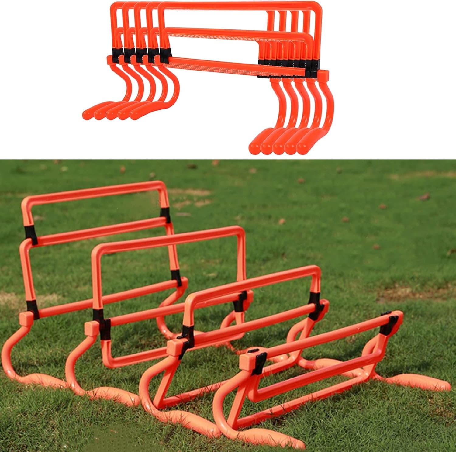 Speed Agility Training Set, 5Pcs Speed Hurdles Football Soccer Training Adjustable Hurdles Agility Speed Training Equipment Orange for Soccer Football Baseball Basketball