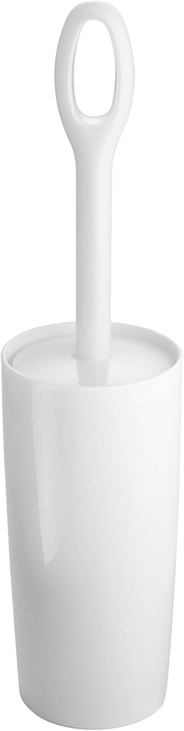 iDesign Moda Toilet Bowl Brush and Holder for Bathroom Storage - White