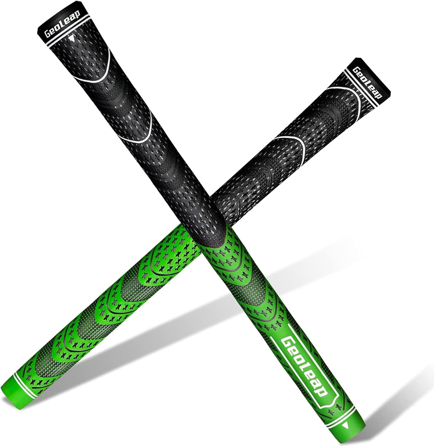 Geoleap ACE-C Golf Grips Set of 2 (Free 2 Tapes)- Cord Rubber, Hybrid Golf Club Grips, Standard/Mdisize, 10 Colors Optional. (Green, Standard)