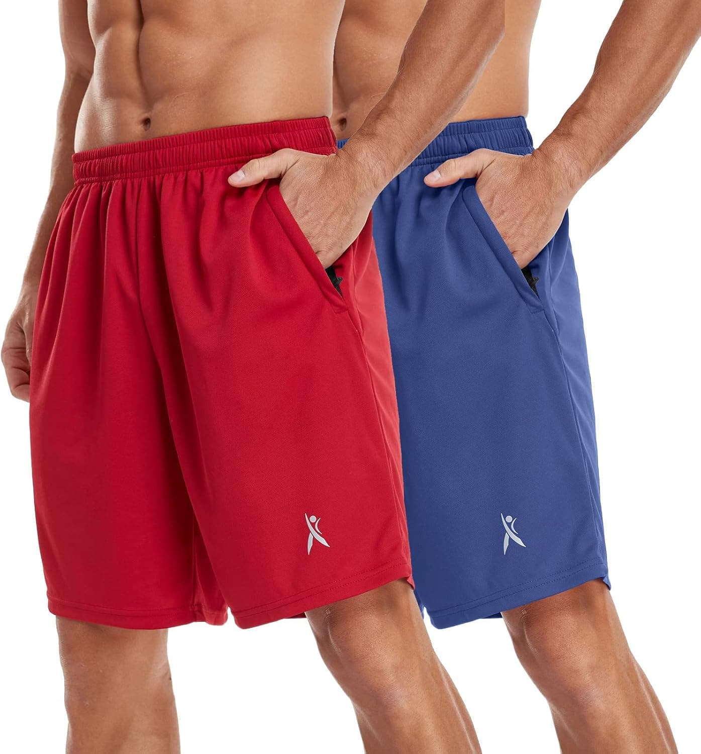 PRIESSEI Men's Workout Running Shorts Athletic Lightweight Gym Shorts with Zip Pockets