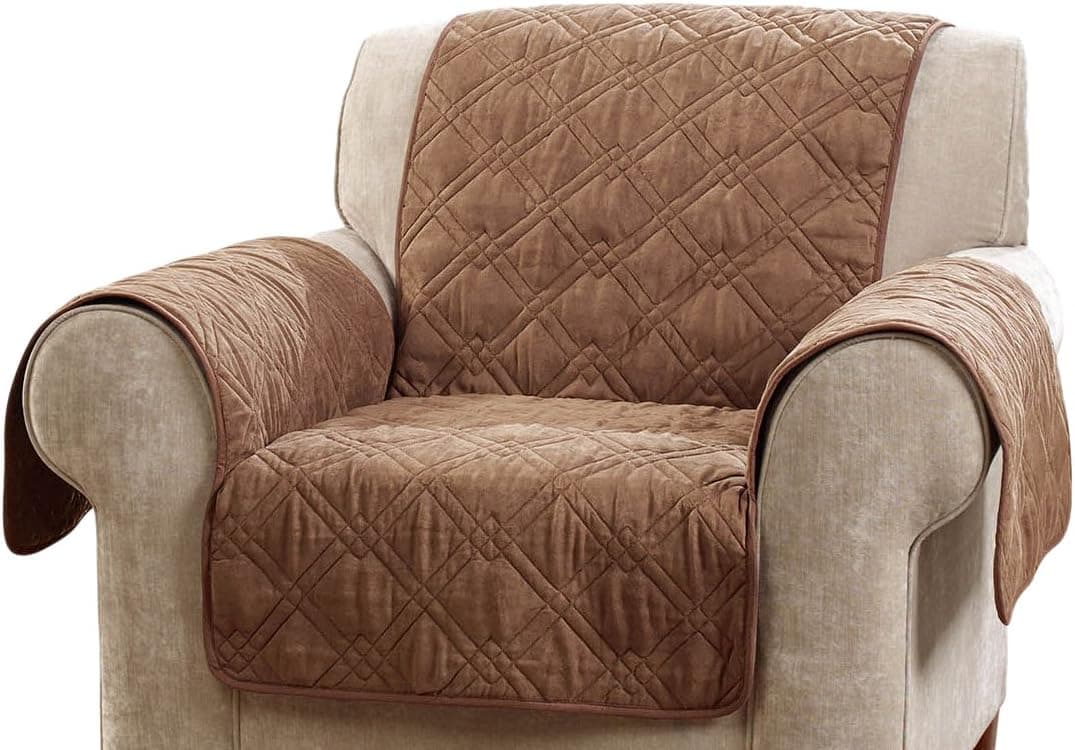 SureFit Deluxe Non Skid Waterproof Pet Chair Furniture Cover - Brown