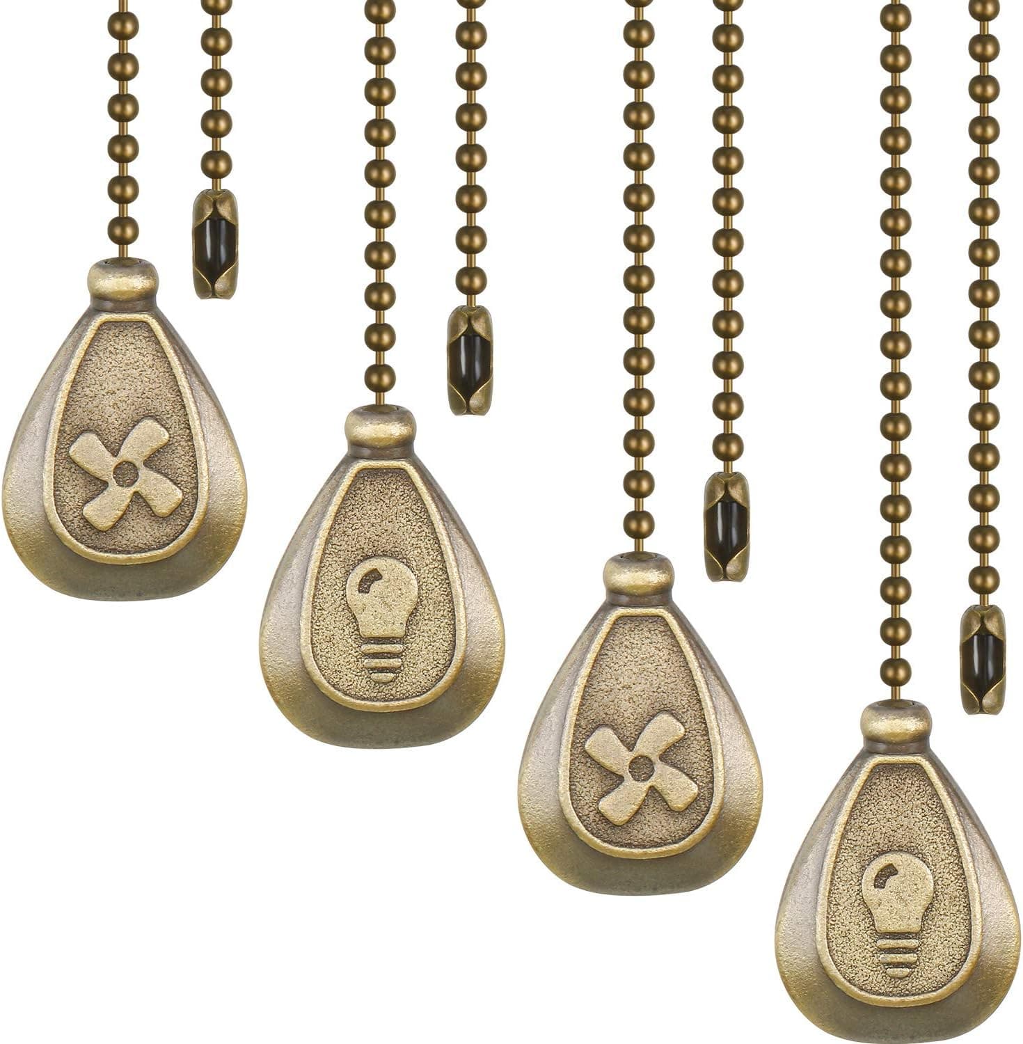 4 Pieces Ceiling Fan Pull Chain Extender Pull Chains Extension Fan Pull Chain Bronze Pendant 12 Inch Ceiling Fan Chain Ornament with Ball Fan Chain Connector (Bronze)