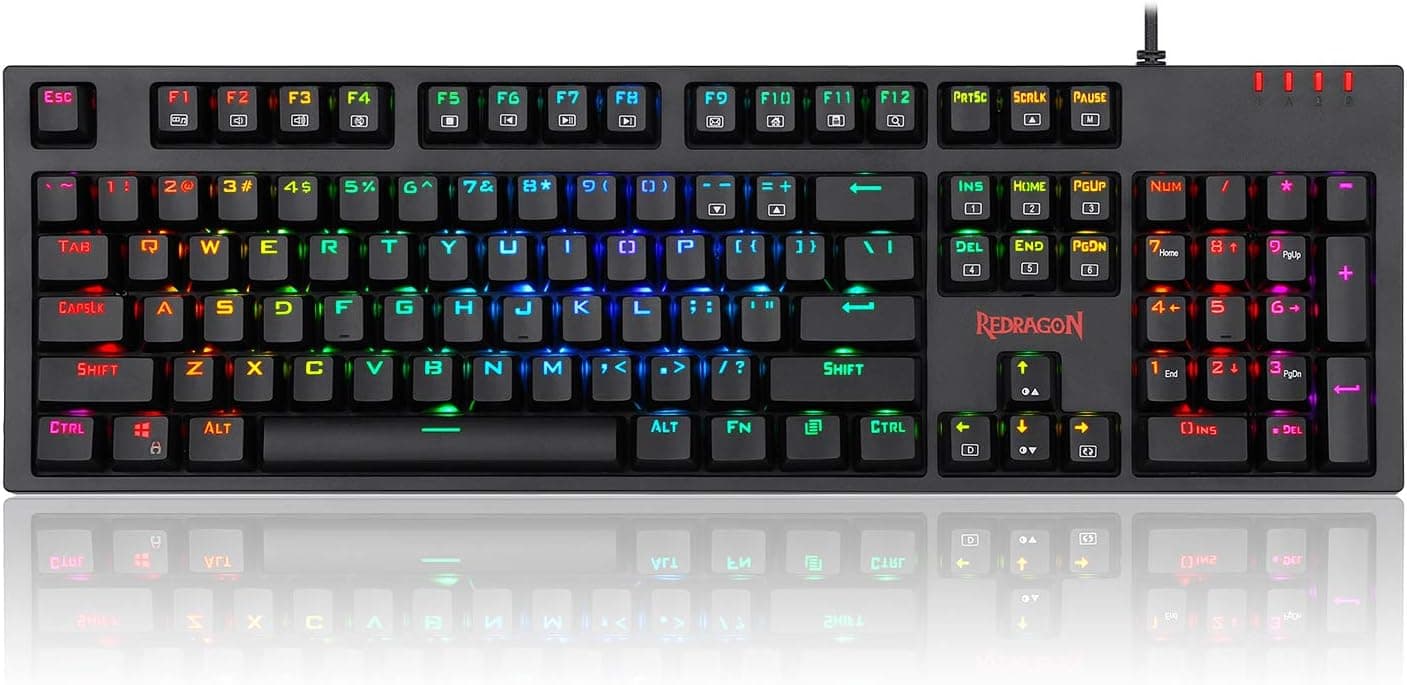 Redragon K592-PRO Mechanical Gaming RGB Wired Keyboard with Ultra-Fast V-Optical Blue Switches, Tactile & Highly Precision, 104 Keys Standard for Windows PC Gamers
