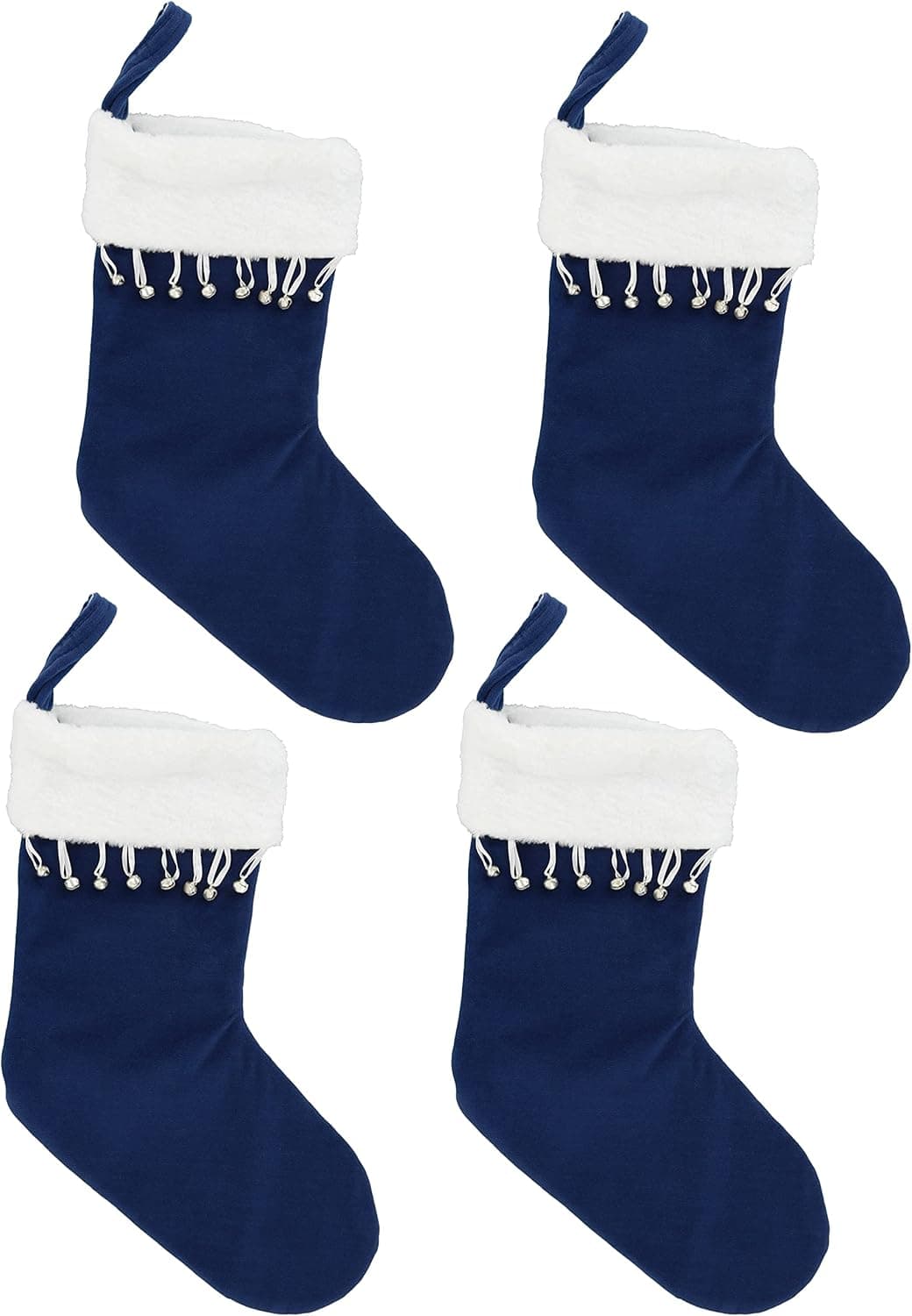 Iconikal 17-Inch Plush Fabric Christmas Stocking, 4-Pack (Navy Blue)
