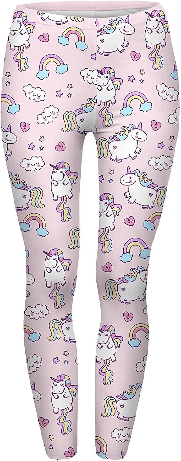 Abyelike Women's Supernova Unicorn Rainbow Digital Printed Tight Leggings Full-Length Leggings