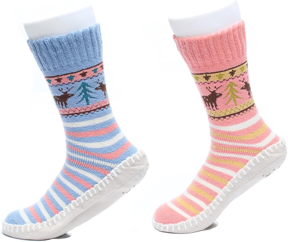 ofoot Women's Winter Warm Christmas Slipper Socks Non Skid Crew Stockings