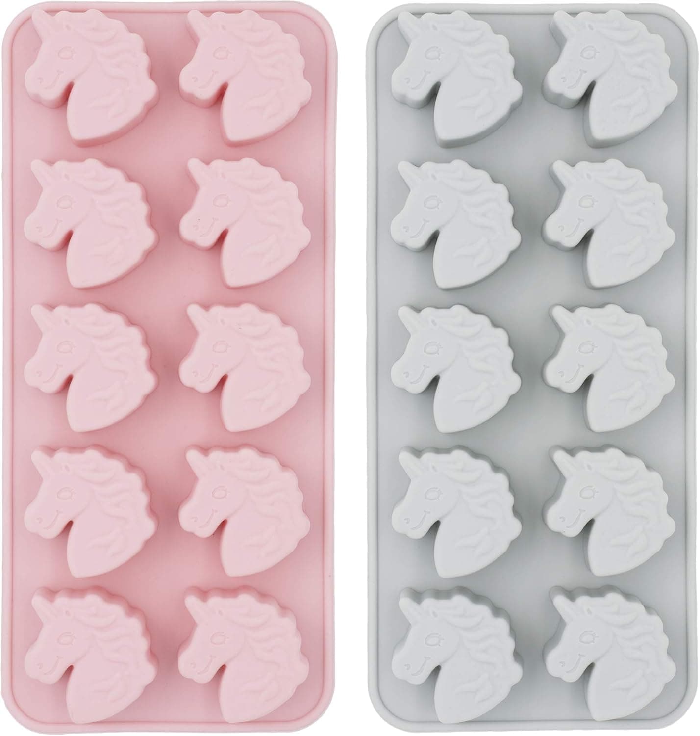MoldFun 2 Pack Unicorn Head Silicone Molds Set for Making Chocolate Hard Candy Gummy Jello Jelly Small Soap Bath Bombs Baking Cupcake Treat Oreo Cookie Ice Cube Tray