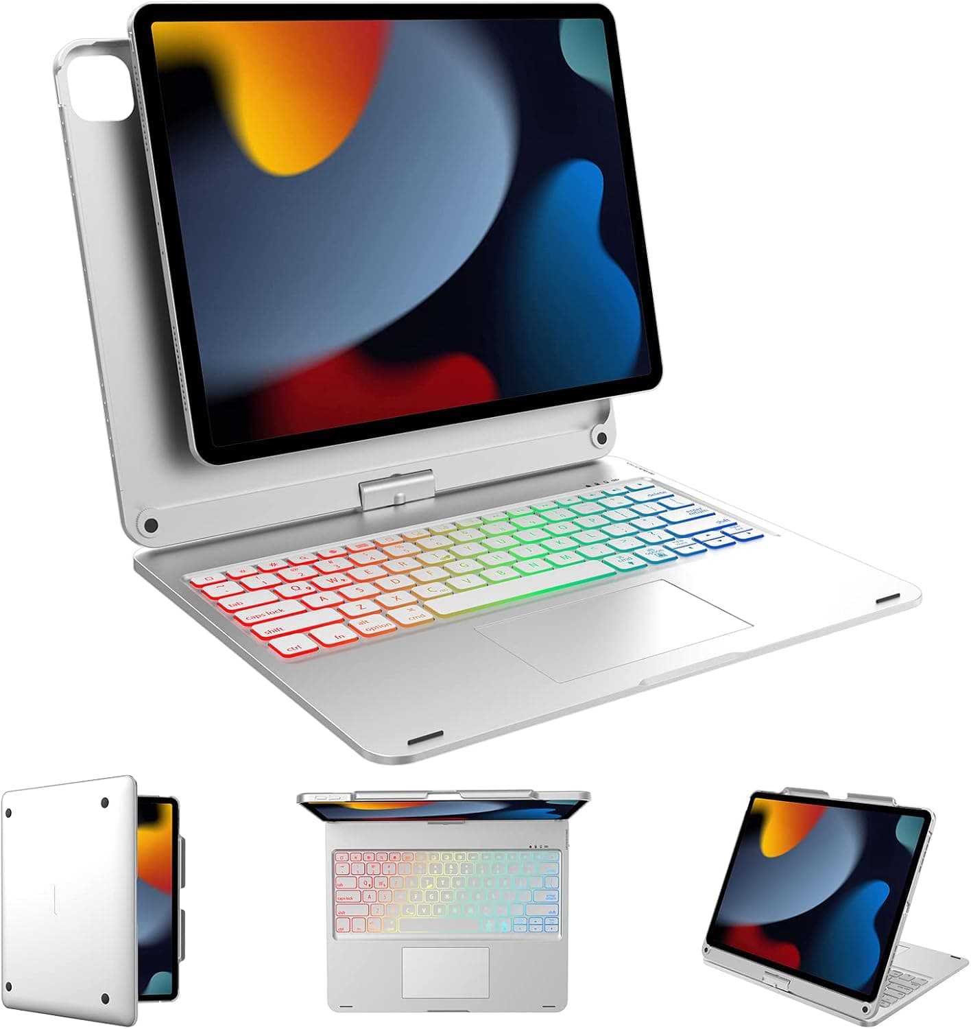 iPad 12.9 Pro Case with Keyboard, Keyboard Case for iPad Pro 12.9 inch 6th, 5th, 4th, 3rd generation(2022~2018), Trackpad, Backlit, with Pencil Holder, 12.9 inch iPad Pro Case with Keyboard, Silver
