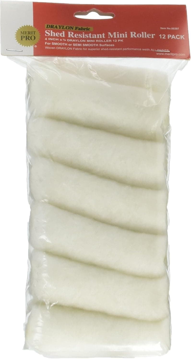 MERIT PRO 397 4" Draylon 3/4" Nap Mini Roller 12Pk