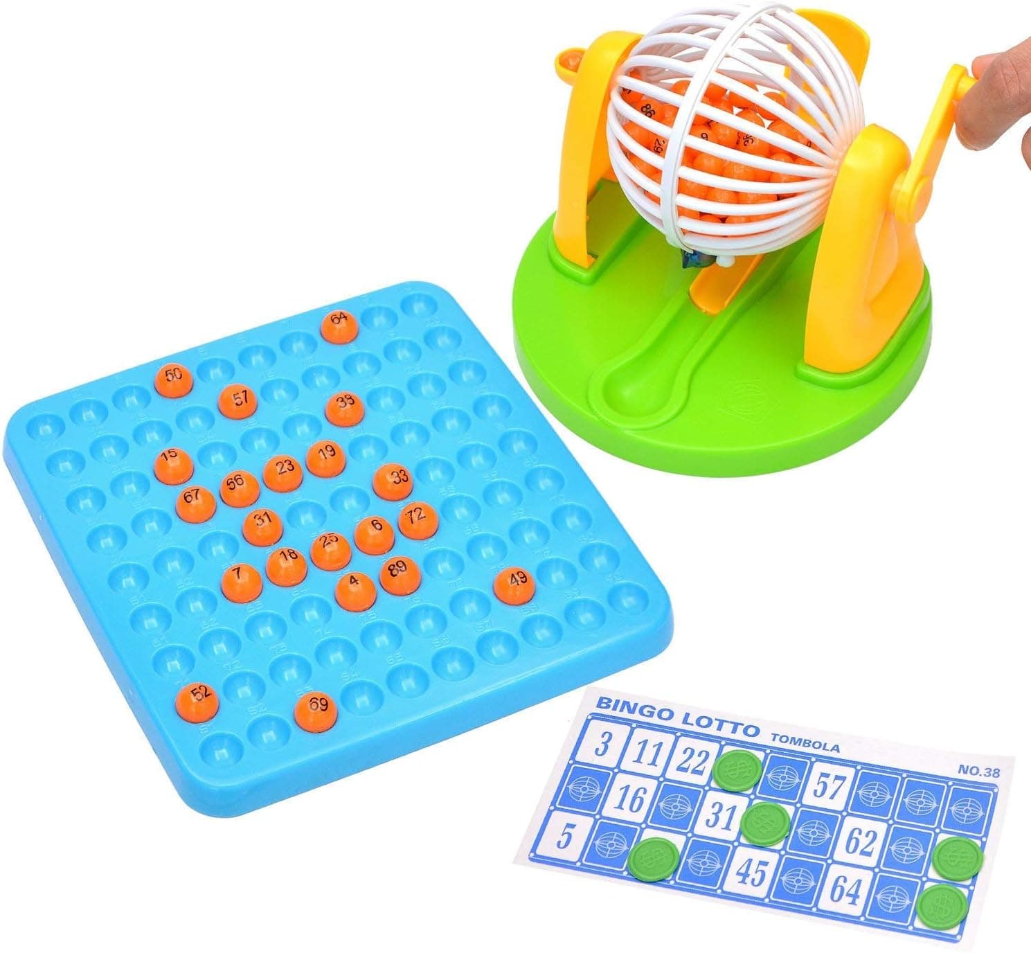 7TECH Bingo Cage Game Set - Puzzle Desktop Toy 3 Colors with Bingo Balls Tangram Puzzles Book,Bingo Game