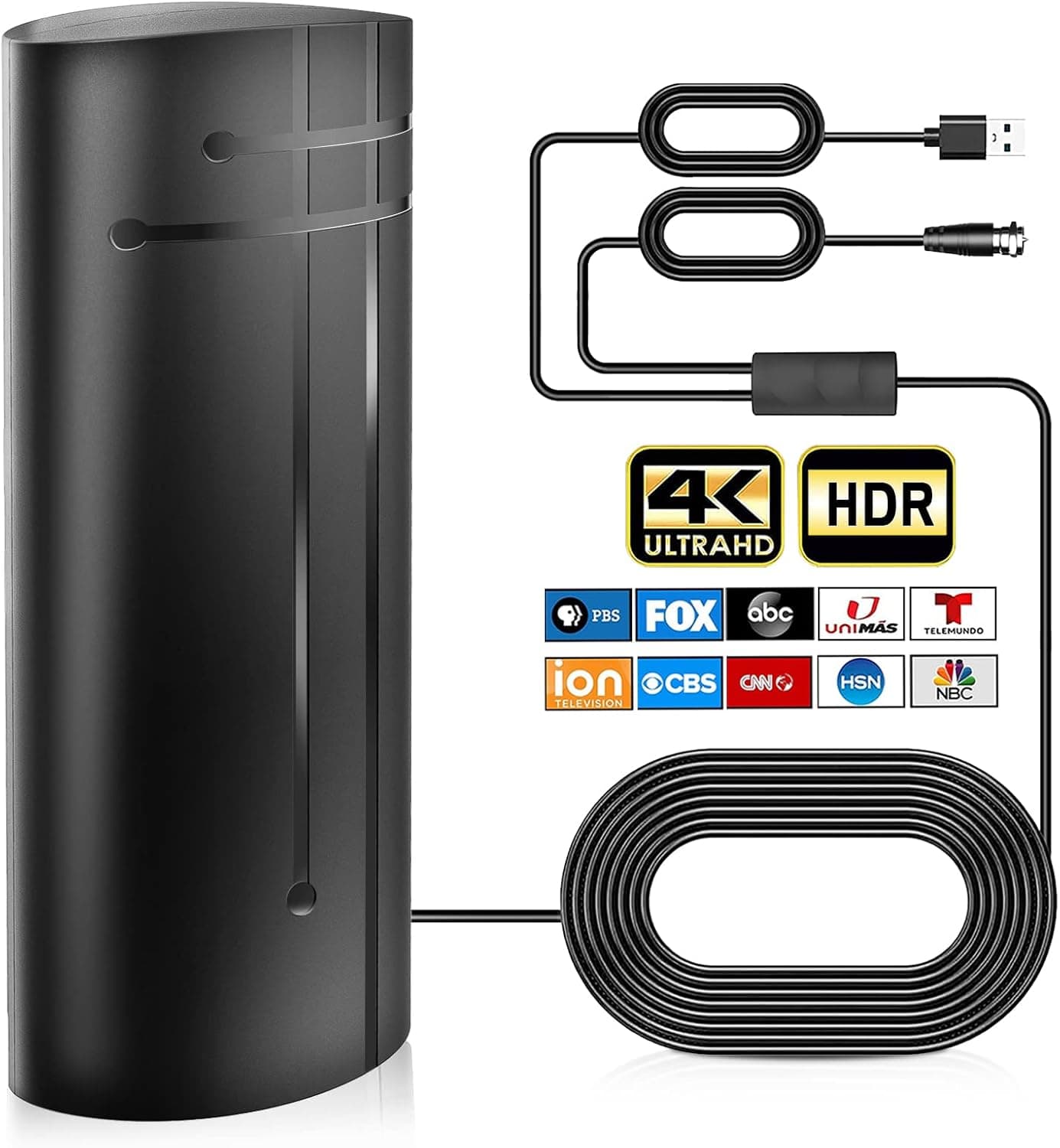 Ostrat 2023 Upgraded TV Antenna Indoor Outdoor, 560+ Miles Range Amplified Digital TV Antenna for Smart TV and All Older TV - 36ft HD Cable - Support 4K 8K 1080p and Other Resolutions (Black)
