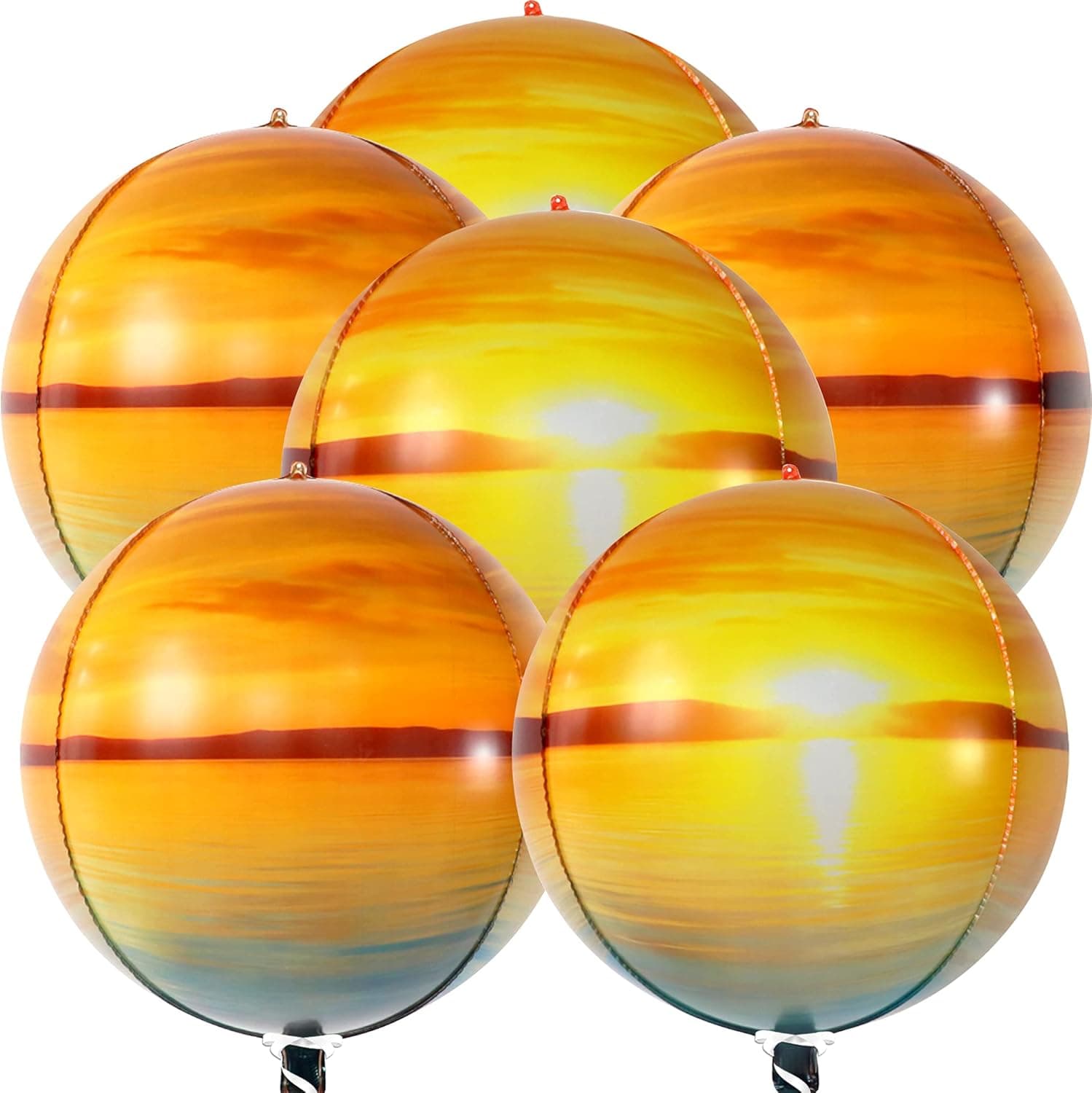 Big, 6 Pieces 22 Inch Sunrise Balloons - Sunset Print Foil Balloons | 4D Solar Sunset Balloons, Sphere Yellow Foil Balloons | Earth Balloons for Earth Day Decorations, You are My Sunshine Theme Decor