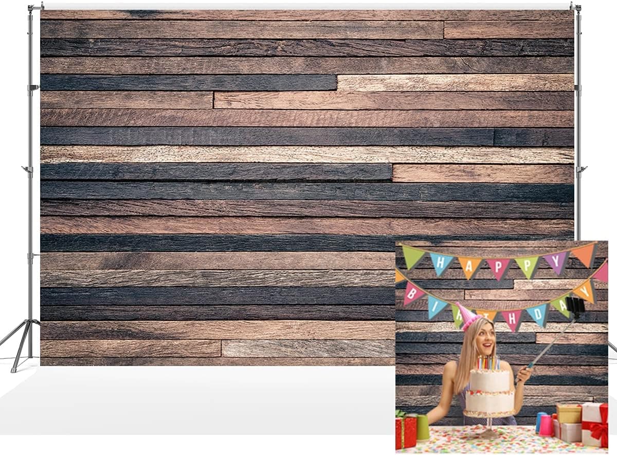 10x6.5 ft Retro Wood Wall Photo Backgrounds Brown Wooden Photography Backdrops Wrinkle free Seamless Cotton Cloth