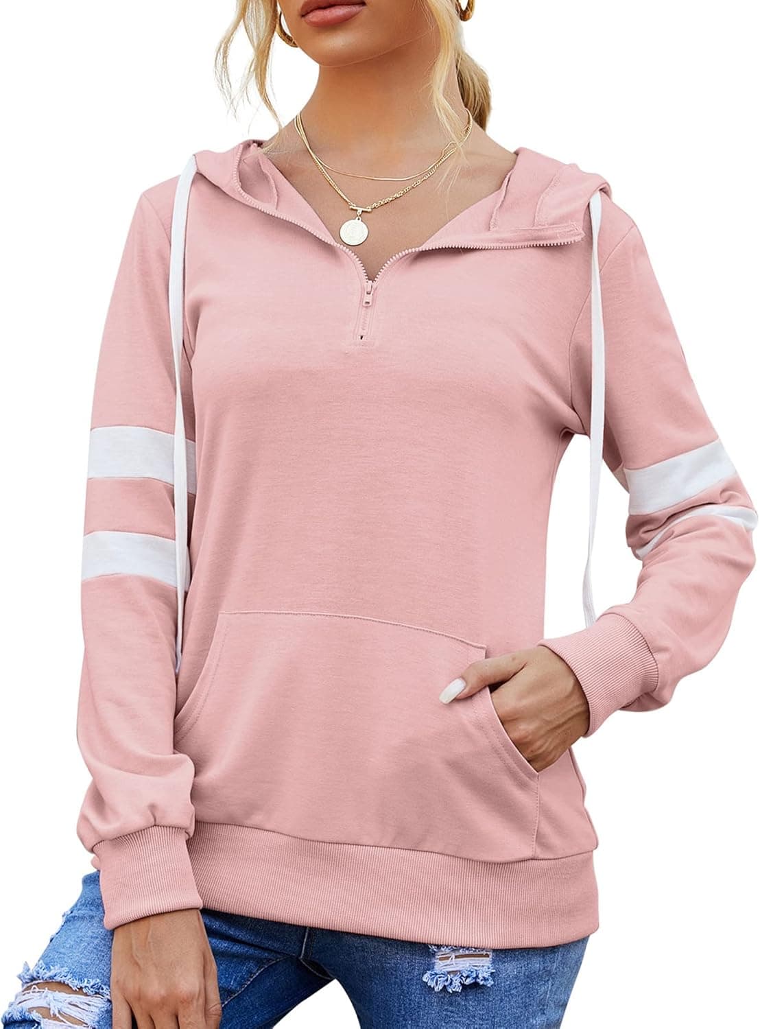 Women's Zip Up Hoodies Cropped Ruffles Jacket Workout Hoodie Drawstring Cardigan Sweatshirts Casual Long Sleeve Top